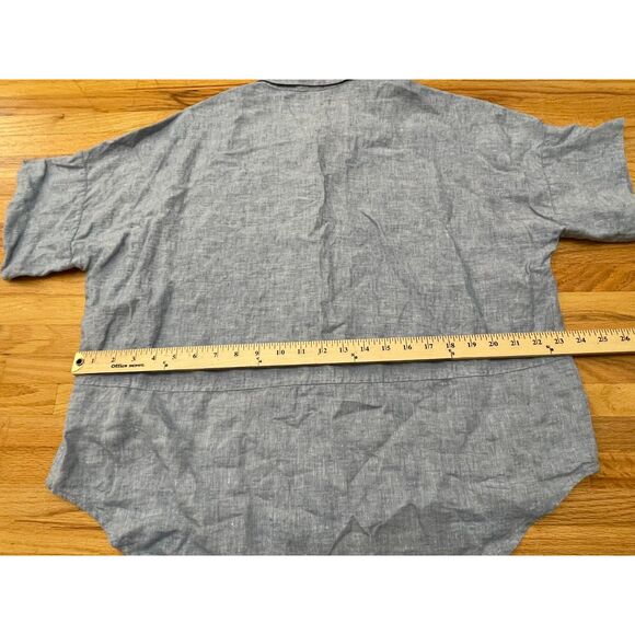 Athleta Anguilla Women's PM Blue Button-Up Linen Shirt Resortwear Coastal Travel - Picture 8 of 10